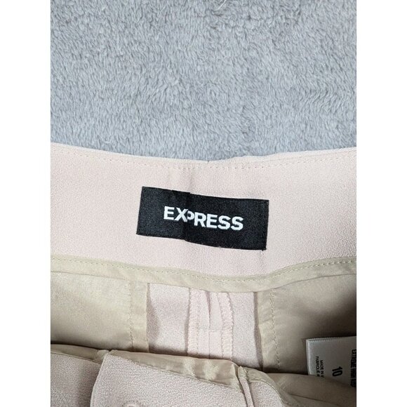 Express Bermuda Shorts Womens Size 10 Pink Extreme High Rise Pleated Belted - Picture 2 of 10